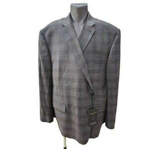 NWT‎ Shaquille O’Neal XLG Suit Jacket/Sport Coat/Blazer Grey/Gray Plaid 56REG
